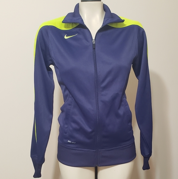 Nike Dri-Fit zip up jacket, blue/yellow S - Picture 1 of 4